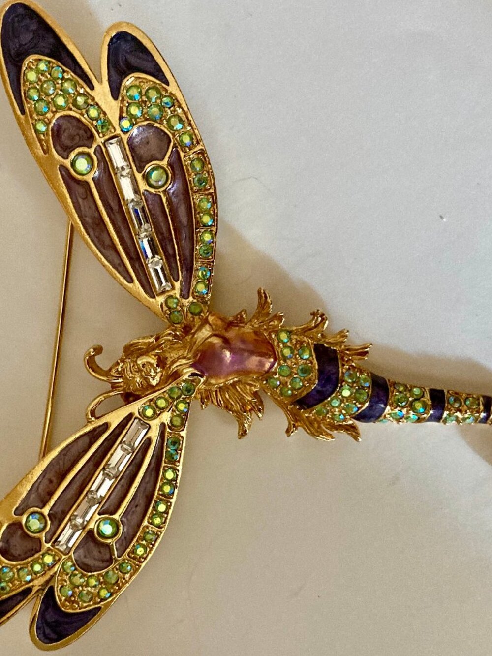 KIRKS FOLLY SIGNED/VERY RARE DRAGONFLY FAIRY BROOCH W/AMAZING DETAILS-SEE NOW - Picture 6 of 7